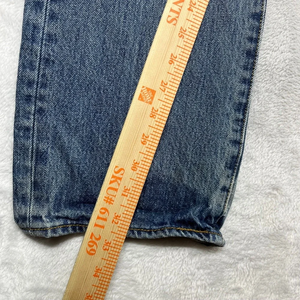 Levi's 501 Jeans Mens Blue Denim Distressed Mid Rise Straight Button Fly 32X32.5